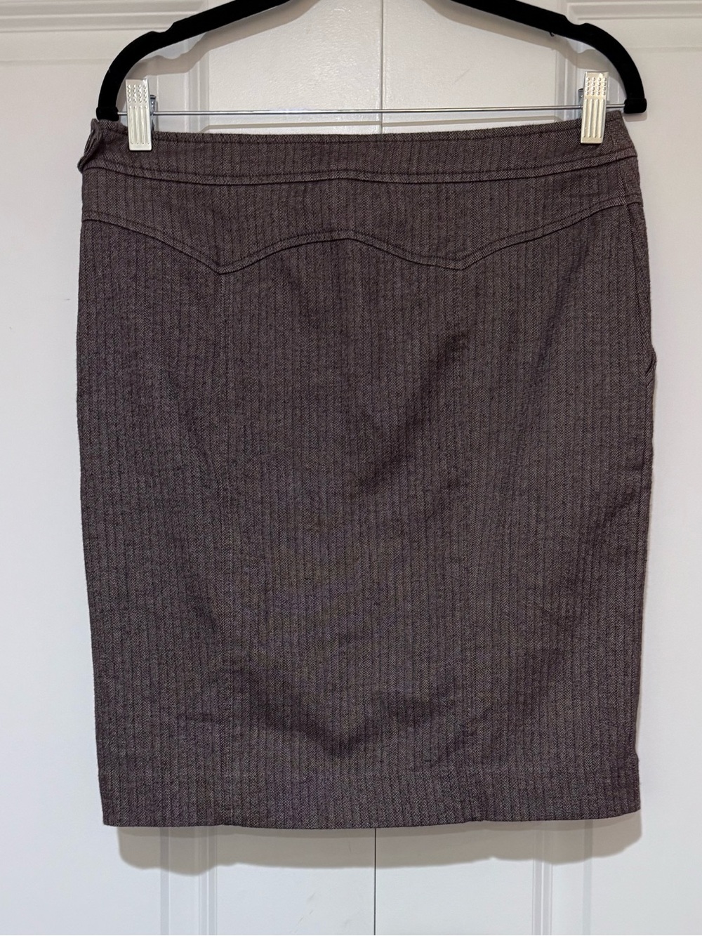 Lux Brown Heathered Lined Pencil Skirt